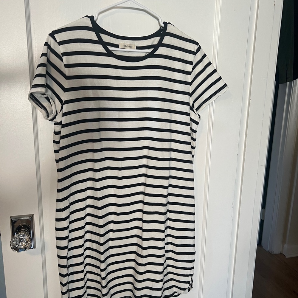 Black and White Striped T-Shirt Dress
